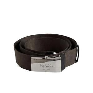 Prada Men's Authentic Brown Woven Re-Nylon Cotton Tape Belt SZ 90/26